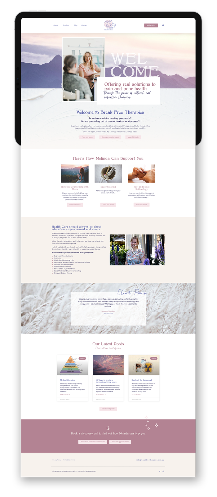 Media Avenue client wordpress website design for Break Free Therapies