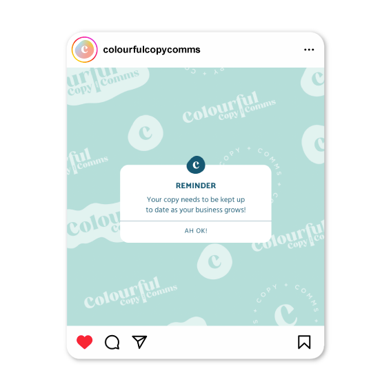 Media Avenue client reminder Instagram post design for Colourful Copy and Comms