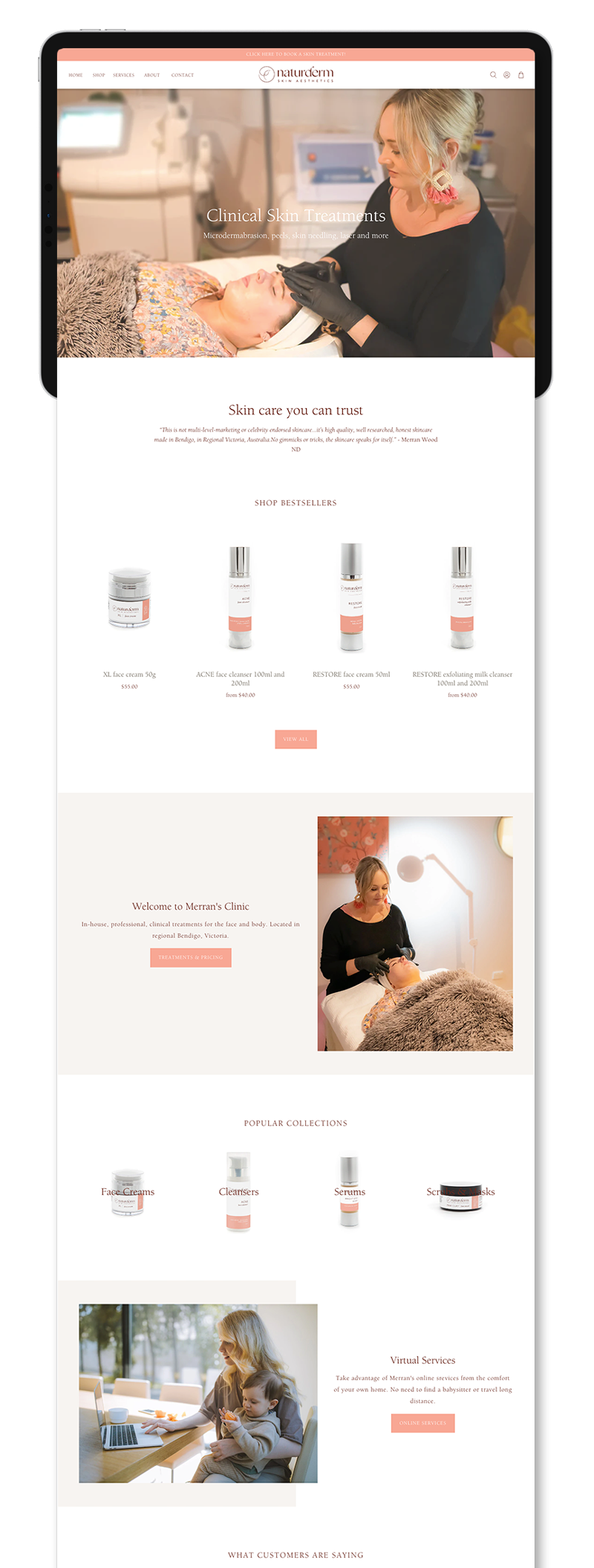 Media Avenue client Shopify website design for Naturderm Skin Aesthetics