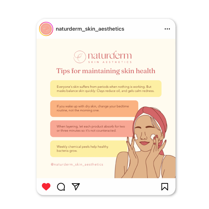 Media Avenue client Instagram tips tile design for Naturderm Skin Aesthetics