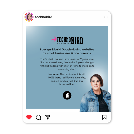 Media Avenue client Instagram post design Techno Bird SEO specialist
