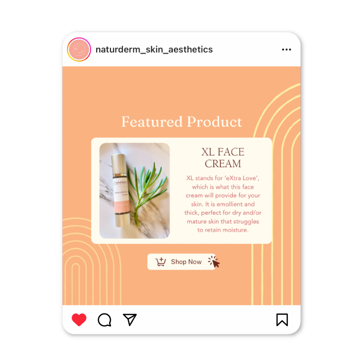 Media Avenue client Instagram featured product tile design for Naturderm Skin Aesthetics