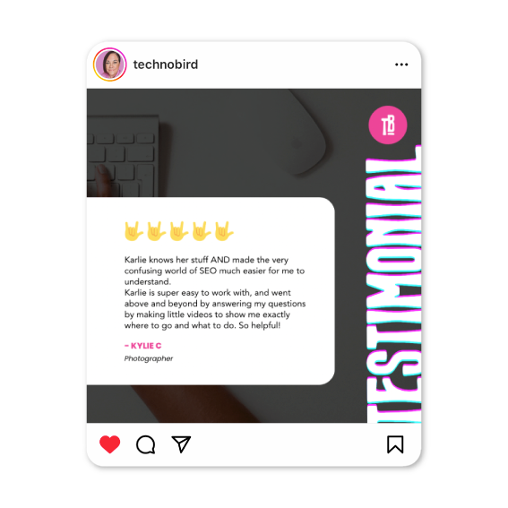 Media Avenue client testimonial Instagram post design Techno Bird