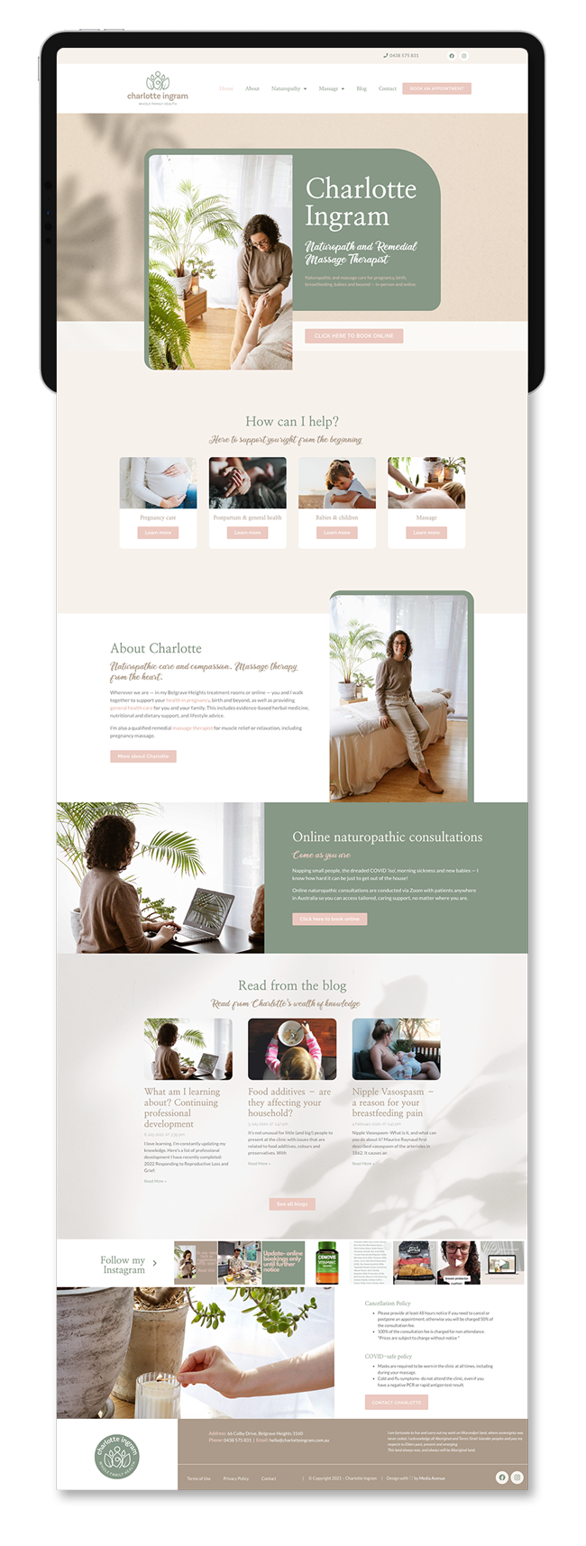 Media Avenue client website design for Charlotte Ingram